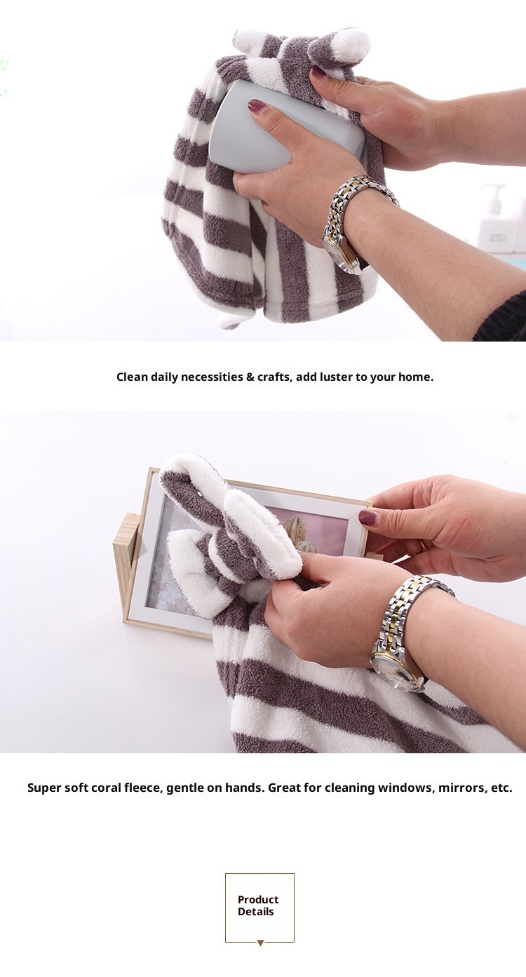 Il produttore Lillian vende asciugamani da appendere in pile di corallo con fiocco per cucina e bagno, morbidi e assorbenti._voghion.com