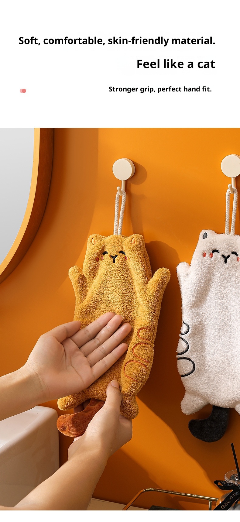 Lillian Niedliches Katzen-Korallenfleece-Handtuch, Geschenkidee, Küche, Hängend, Doppelverwendung, Saugfähig, Schnelltrocknend, Quadratisches Handtuch, Cross-Border_voghion.com