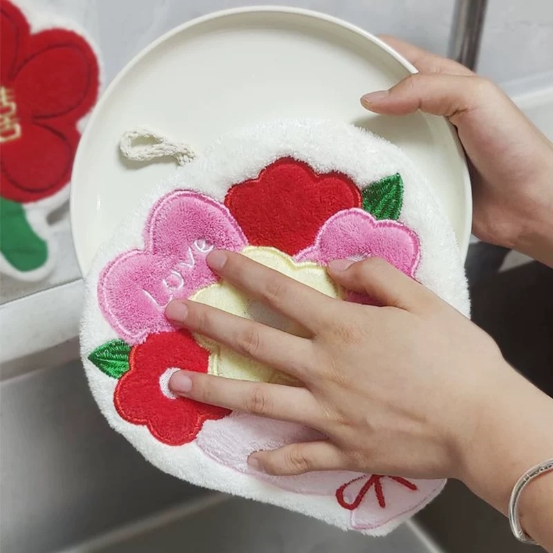 Lillian New Bouquet Hand Supplies Collection Wedding Cartoon Cute Hanging Towel Kitchen Bathroom Wiping Cloth_voghion.com
