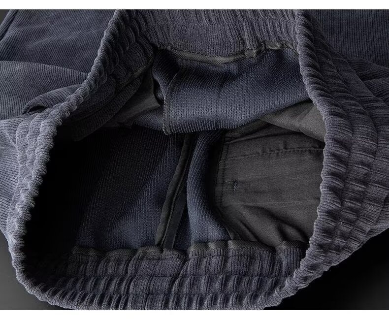 boy Corduroy Casual Autumn Winter New Fleece Lined Thickened Long Pants Straight Trendy Versatile Men's Sweatpants_voghion.com
