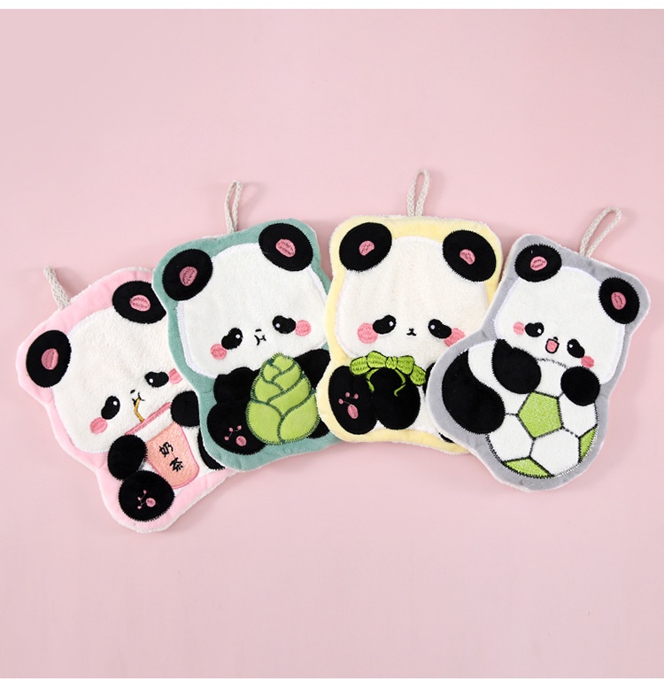 Asciugamano da tavolo in pile corallo per bambini, assorbente, anti-pelucchi, da appendere, a forma di panda, di Lillian Home Use_voghion.com