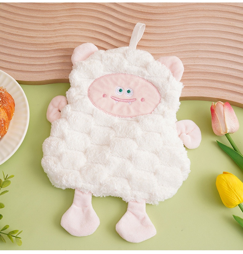 Lillian Wholesale Niedliches kleines Schaf Küchen-Hänge-Verdicktes saugfähiges quadratisches Kinder-Handtuch, klein, weich_voghion.com