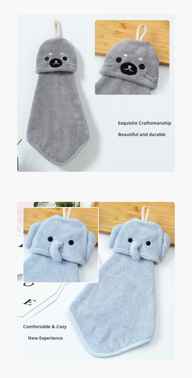Lillian Thickened Hanging For Kitchen And Bathroom, Absorbent Quick-Dry Soft Coral Fleece Hand Towel_voghion.com