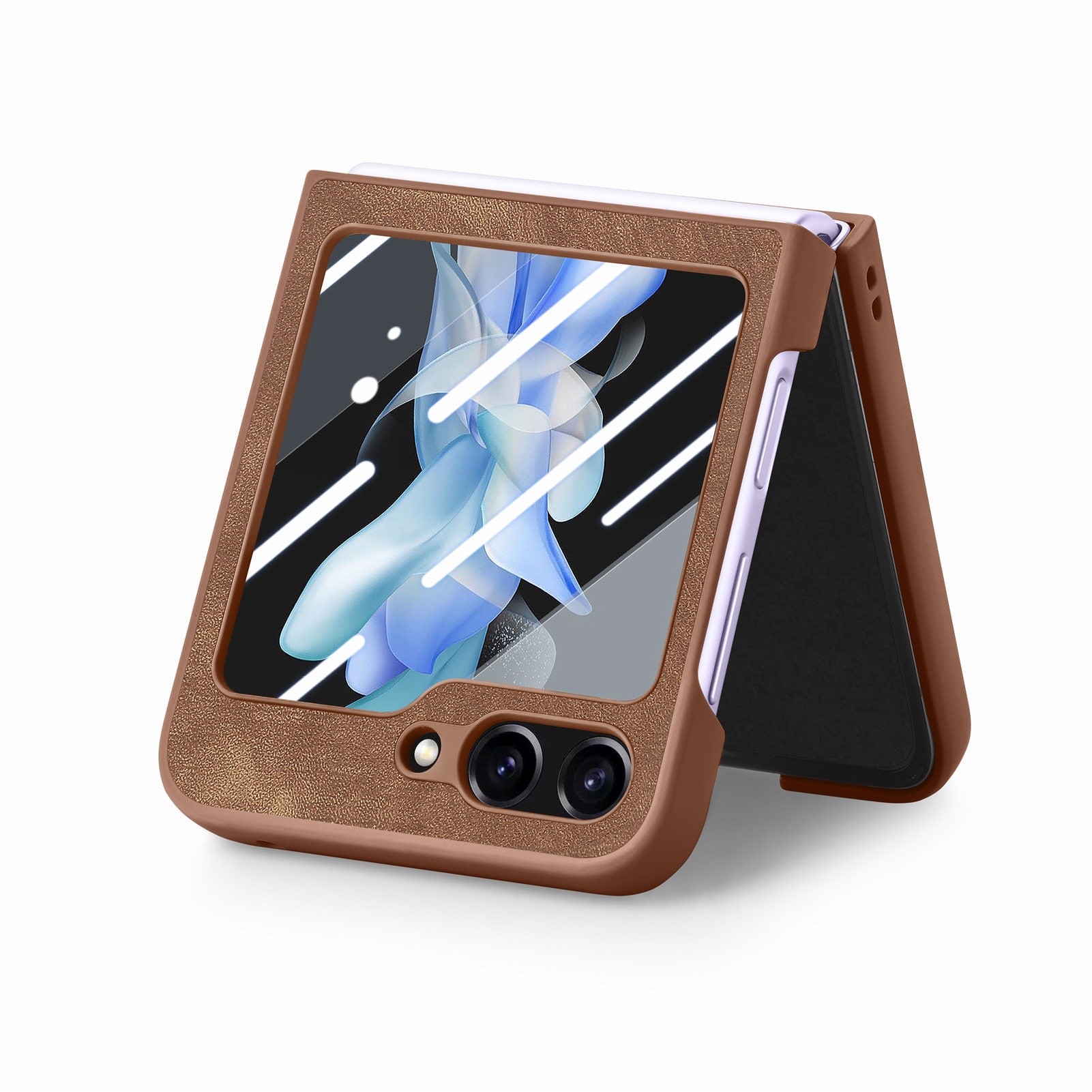 TechGlobe Compatibel met Samsung Z 5 Skin Feel Solid Color Oil Spray Flip 5/4 Protector Geïntegreerd Boven- en Onderscherm_voghion.com