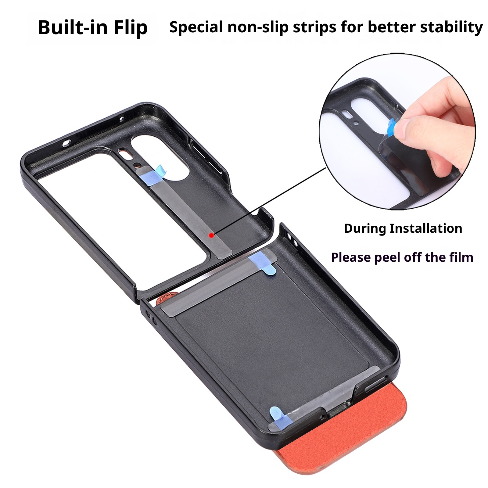 TechGlobe Suitable For OPPO Find N3 Flip Multifunctional Phone Case Creative Stand Card Slot Wrist Strap PC Protective Cover_voghion.com