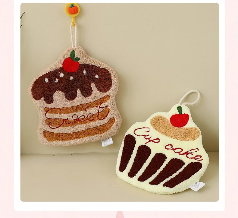 Lillian New Cartoon Cake Hanging Absorbent Thickened Quick-Dry Creative Dry Hand Towel For Children_voghion.com