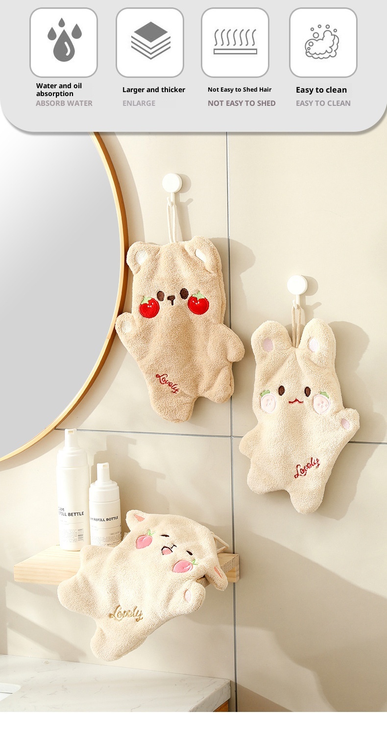 Lillian Neues hängendes, niedliches, stark saugfähiges, verdicktes, schnelltrocknendes Kinder-Katzen-Doppellagiges Handtuch (Großhandel)_voghion.com