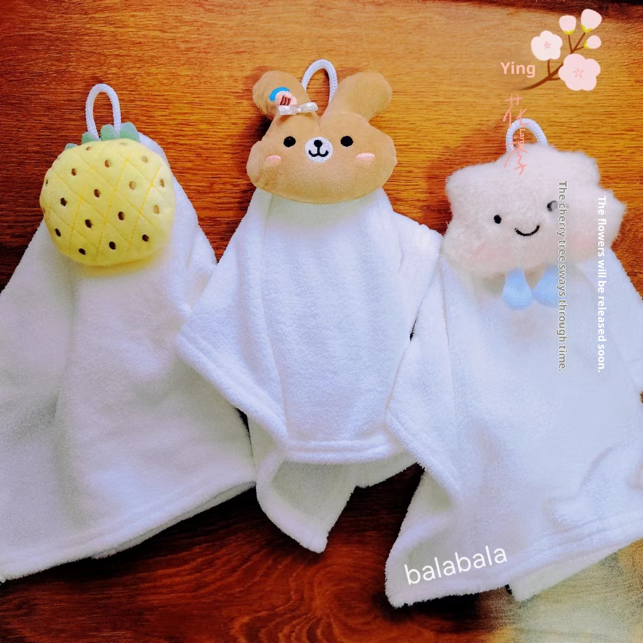 Lillian Absorbent Quick-Dry Household Kitchen Cloth Bear Pineapple Square Baby Hand Towel Cloud Hanging Coral Fleece_voghion.com