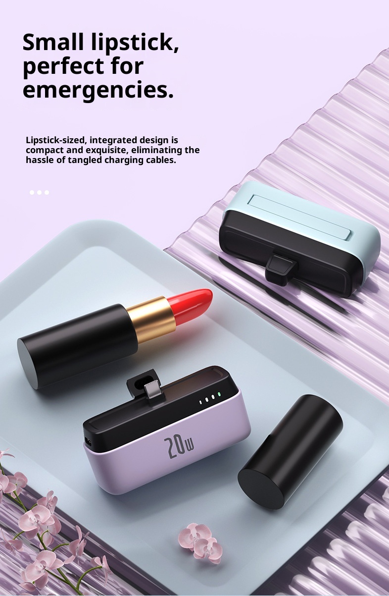 techglobe PD20W Pocket Fast Charging Compact Portable 5000mAh Capsule Emergency Mini Power Bank_voghion.com