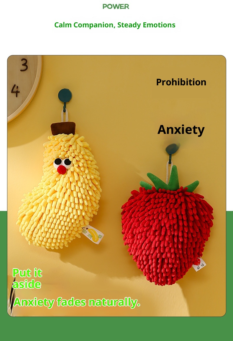 Lillian Cute Big Eyes Chenille Fruit Hand Creative Adorable Towel Festive Red Hanging Decoration_voghion.com