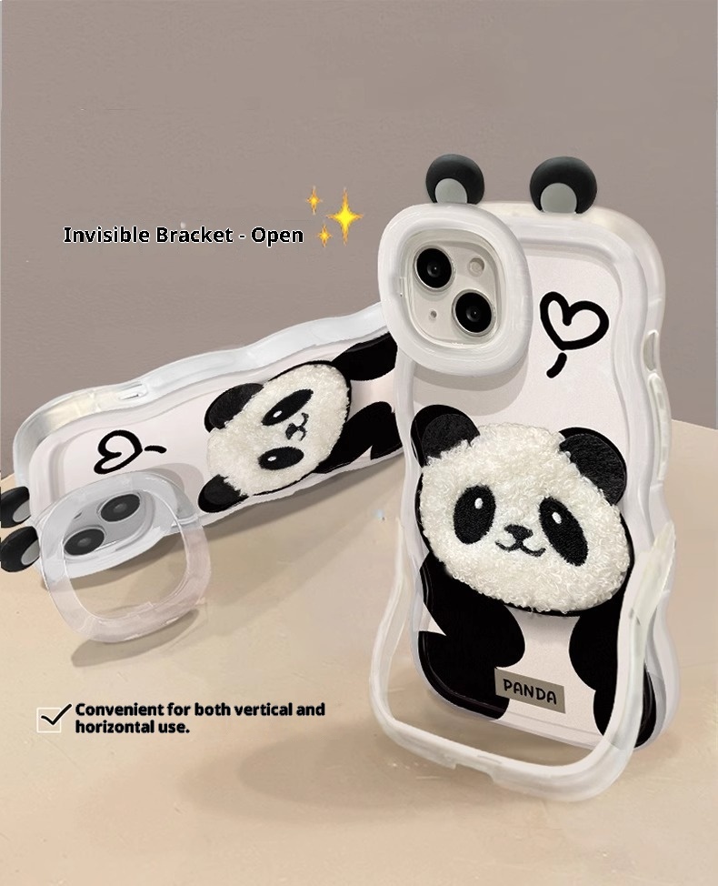 TechGlobe Plüsch-Panda-Lanyard, kompatibel mit iPhone 16 Pro, iPhone 15, niedliche, stoßfeste Silikonhülle, iPhone 14, unsichtbarer Doppelständer, iPhone XR_voghion.com