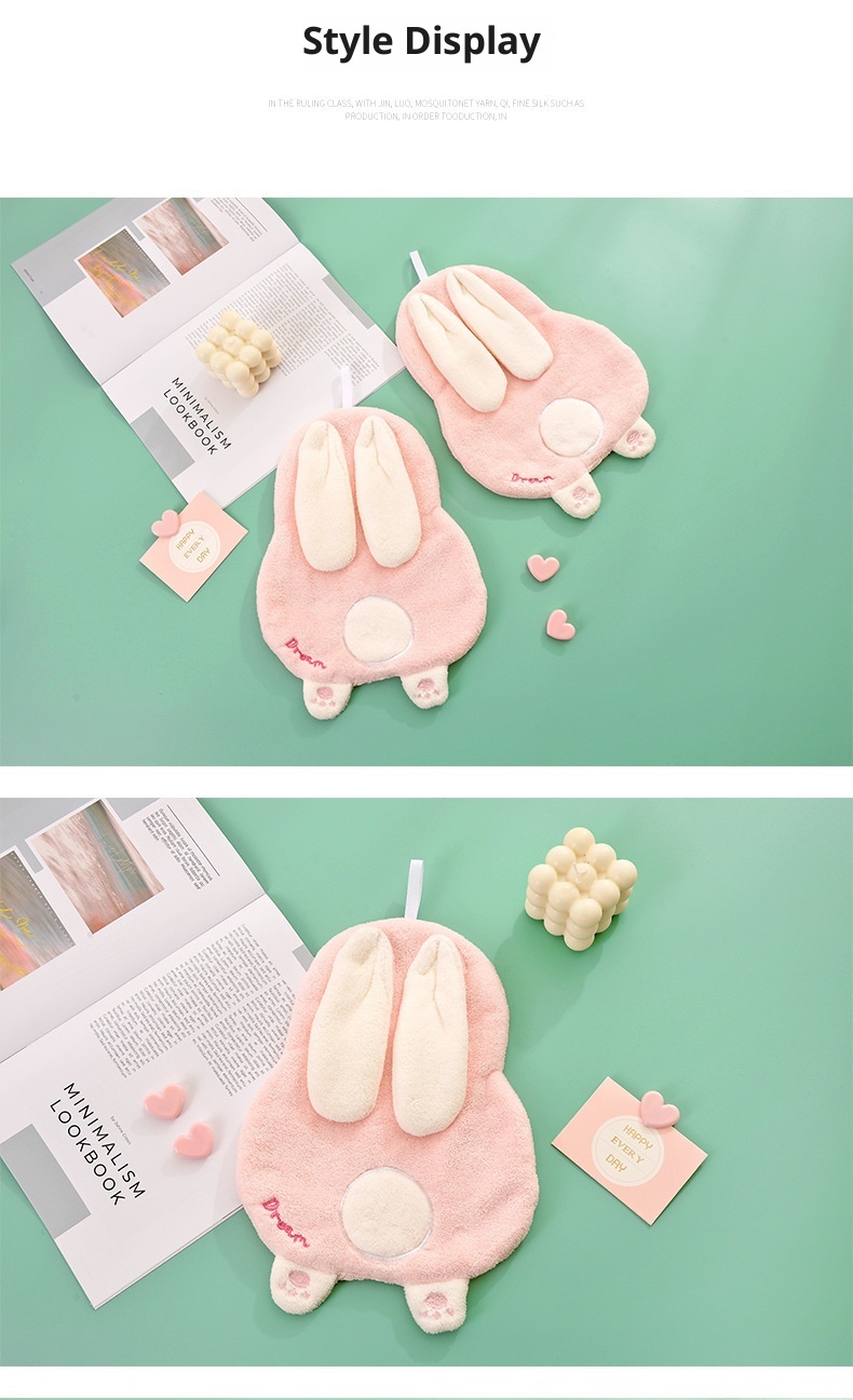 Lillian Cartoon Animal Thickened Hand Coral Fleece Bathroom Hanging Absorbent Towel Kitchen Washroom Small Handkerchief_voghion.com