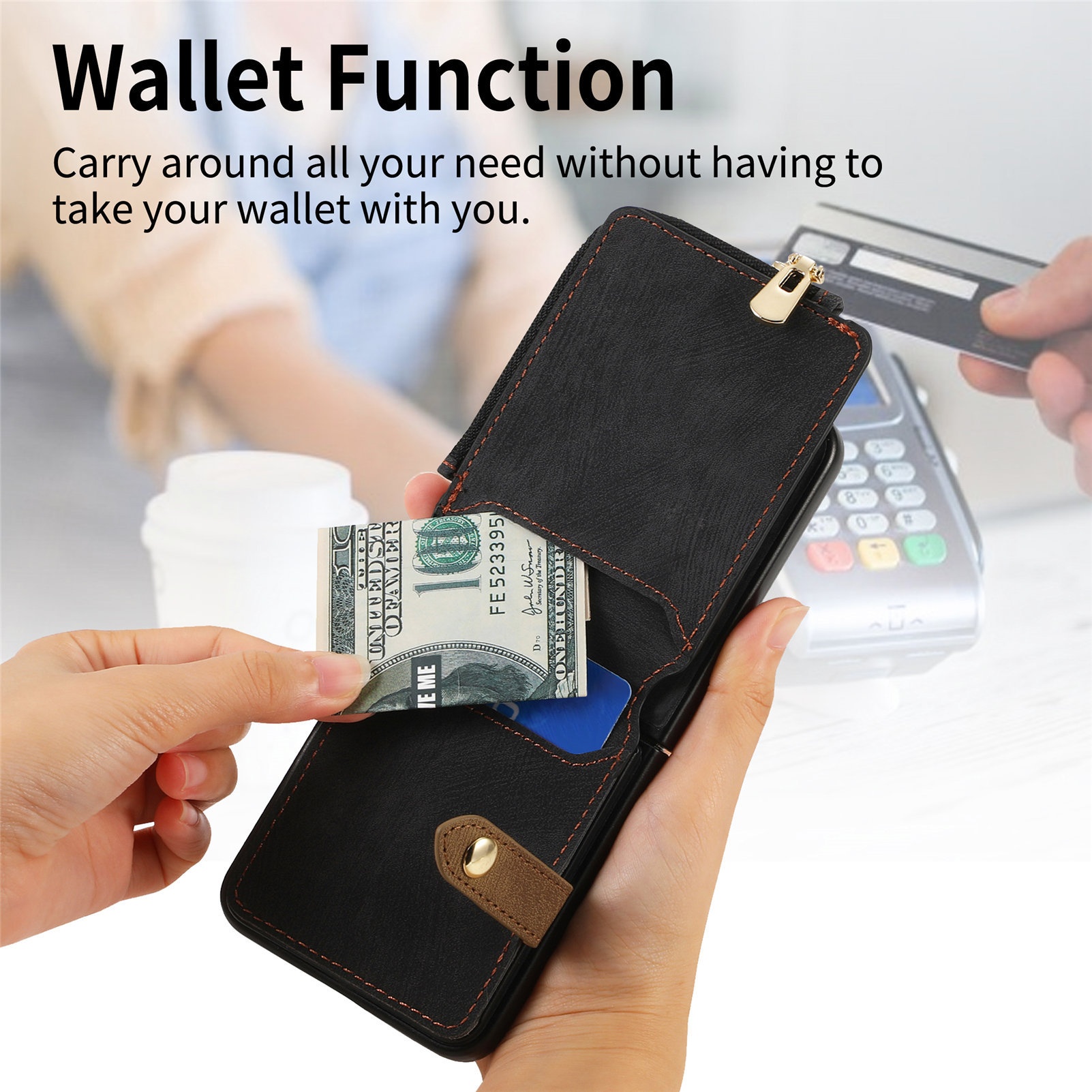 TechGlobe Cross-Border kompatible Moto Ultra Leder-Handyhülle mit mehreren Kartenfächern, Ring, PU-Kartenhalter, faltbar, Razr 60_voghion.com