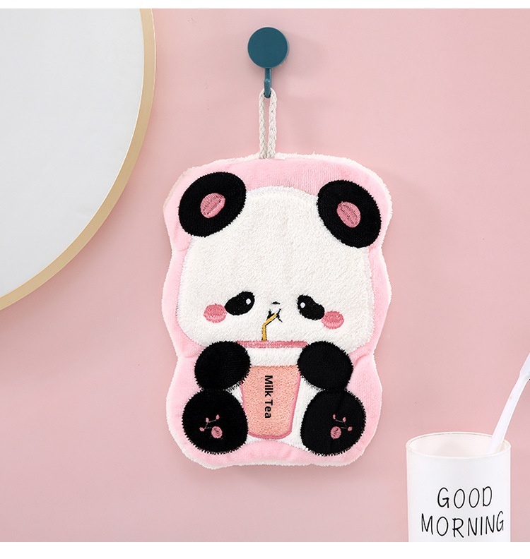 Asciugamano da tavolo in pile corallo per bambini, assorbente, anti-pelucchi, da appendere, a forma di panda, di Lillian Home Use_voghion.com