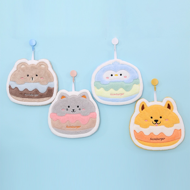 Lillian Cartoon Children's Hanging Coral Fleece Hand Non-Shedding Absorbent Quick-Dry Bathroom Small Gift Towel_voghion.com