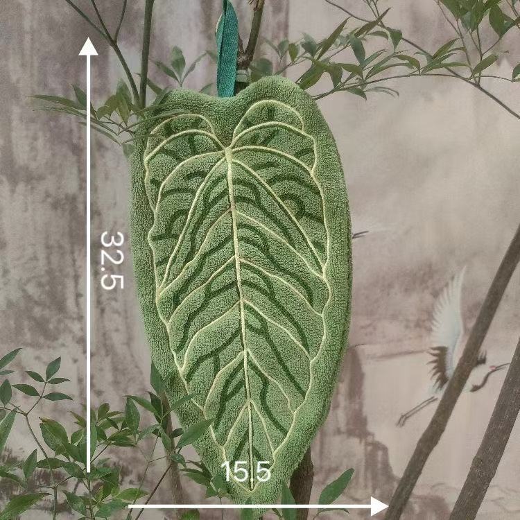 Lillian Leaf Hand Bathroom Hanging Kitchen Coral Cute Cloth Handkerchief Absorbent Thickened Towel_voghion.com