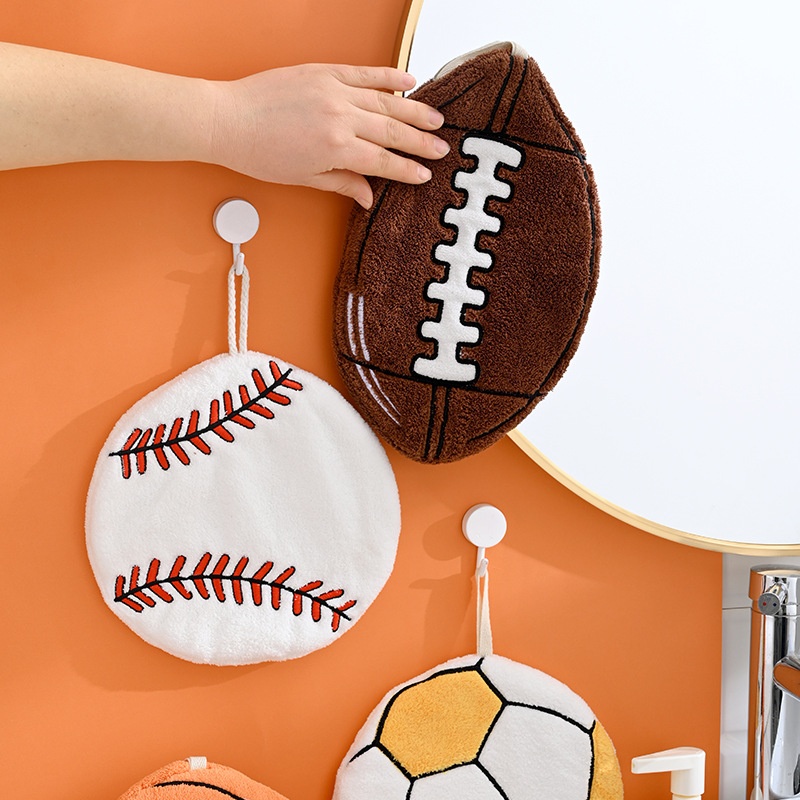 Lillian European And American Cross-Border Ball Hanging Hand Three-Layer Thickened Absorbent Coral Fleece Towel Kitchen_voghion.com
