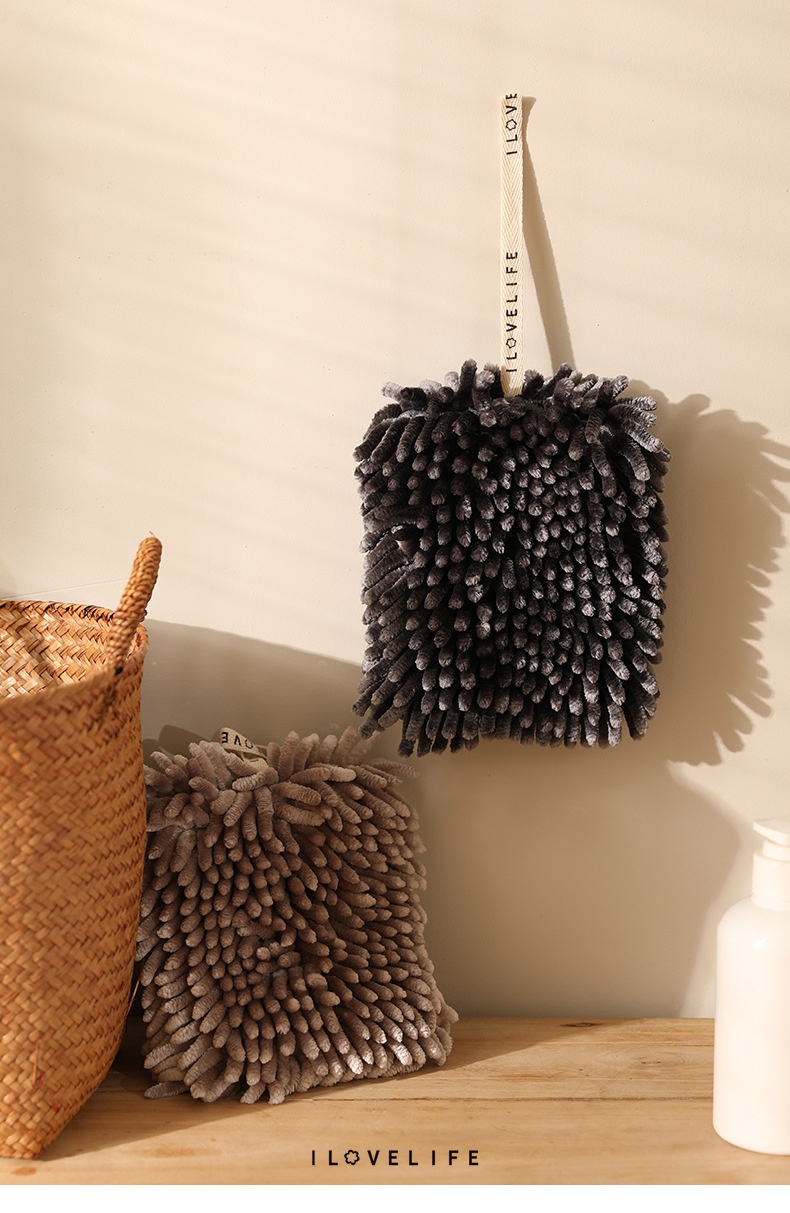 Lillian Chenille Kitchen Towel Hanging Cute Thick Cloth Bathroom Hand Ball Absorbent Quick-Dry_voghion.com