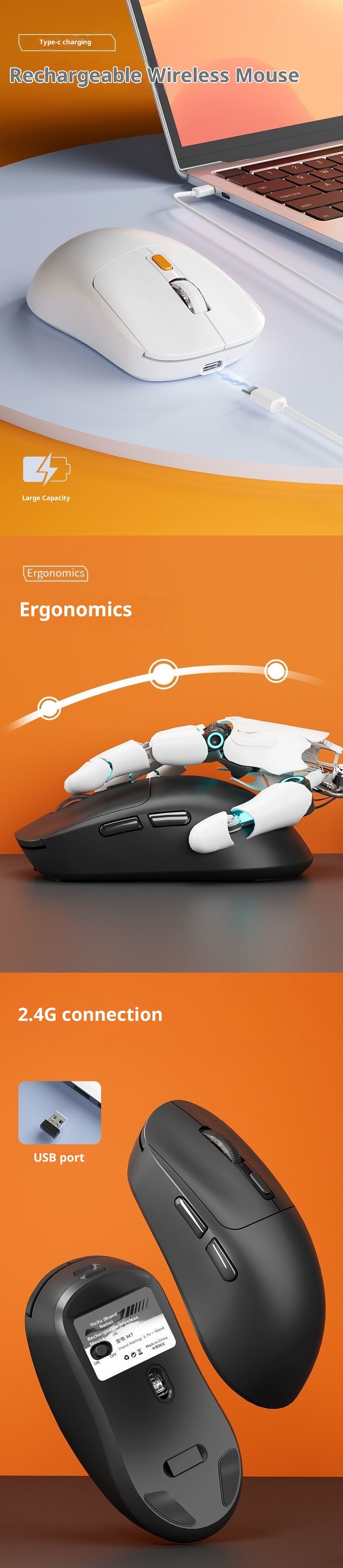 Techglobe Rechargeable Wireless Mouse Sound For Office Use, Compatible HP ASUS Laptops And Desktops, Factory Direct Wholesale With_voghion.com