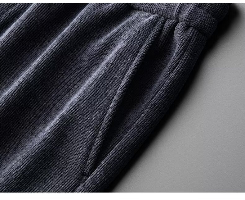 boy Corduroy Casual Autumn Winter New Fleece Lined Thickened Long Pants Straight Trendy Versatile Men's Sweatpants_voghion.com