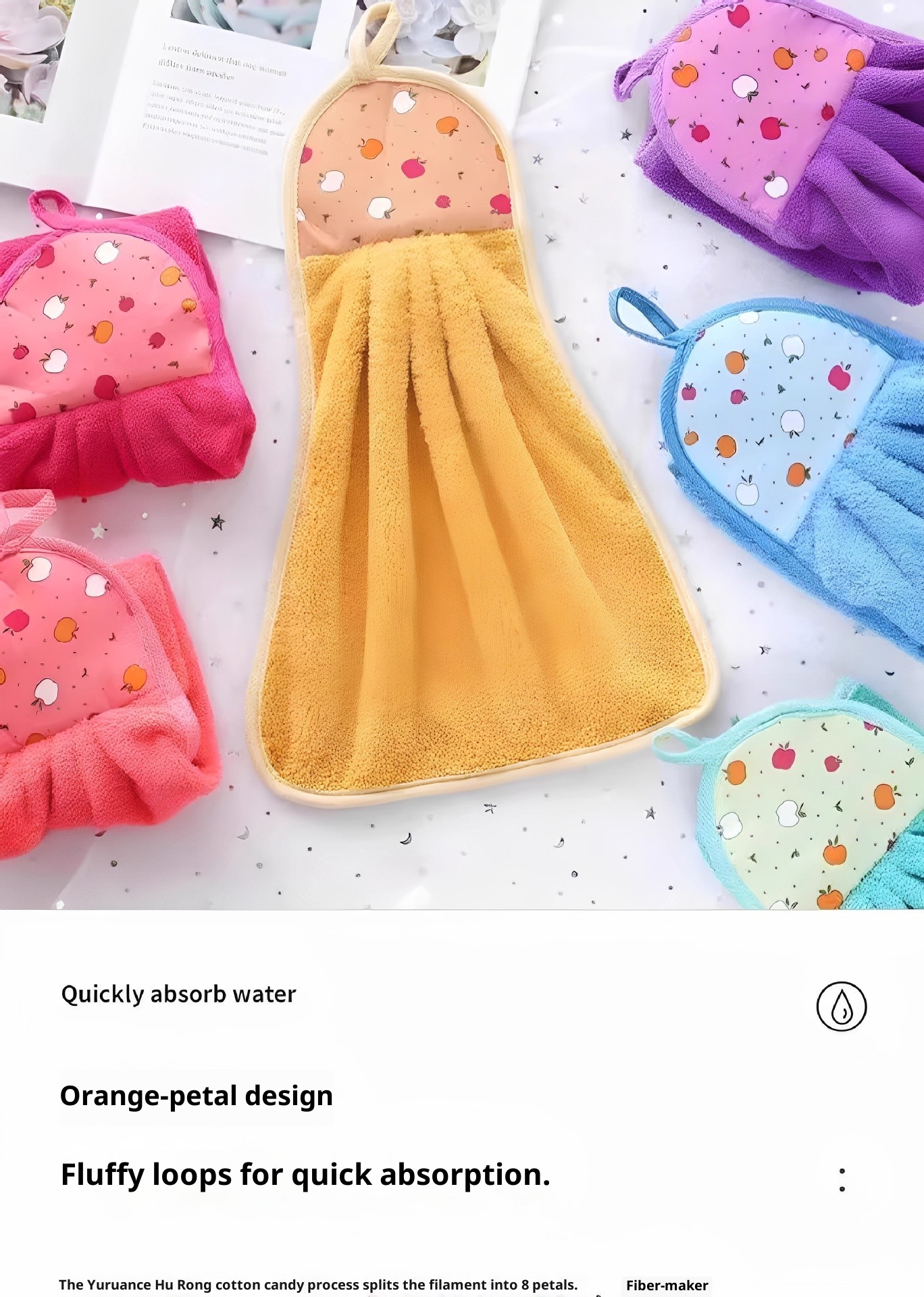 Lillian Coral Fleece Cloth Bathroom Kitchen Hand Hanging Towel Strong Absorbency Non-Shedding_voghion.com