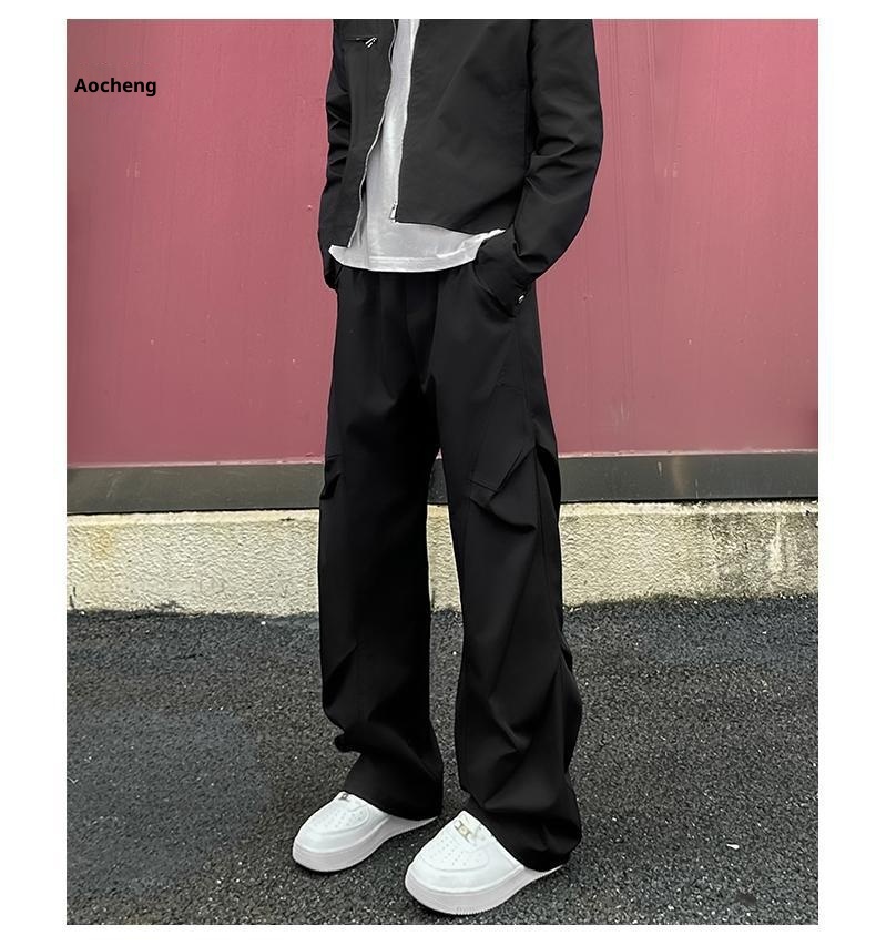 Pantaloni cargo da uomo in stile americano, autunno inverno, lavati, casual, dritti, alla moda, da paracadutista all'aperto, 2025_voghion.com