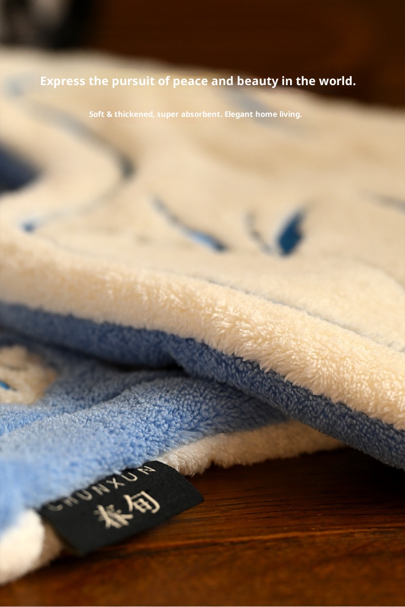 Lillian New Chinese Style Bathroom Towel Hanging Kitchen Absorbent Thickened Quick-Dry Odorless Hand Cloth Coral Fleece_voghion.com