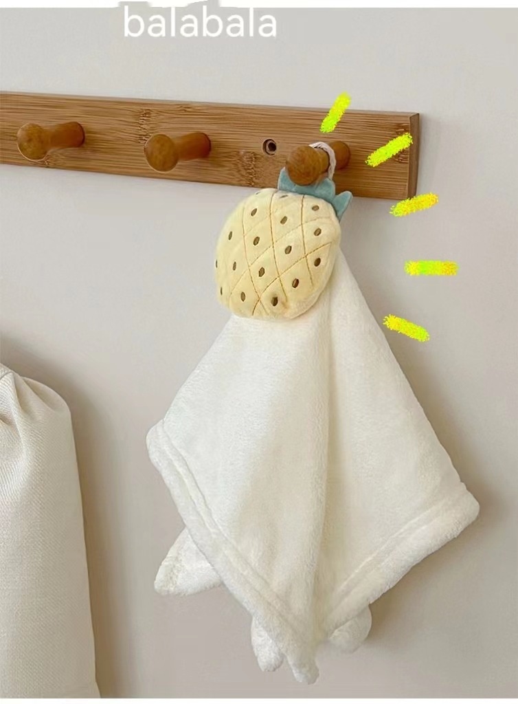 Lillian Absorbent Quick-Dry Household Kitchen Cloth Bear Pineapple Square Baby Hand Towel Cloud Hanging Coral Fleece_voghion.com