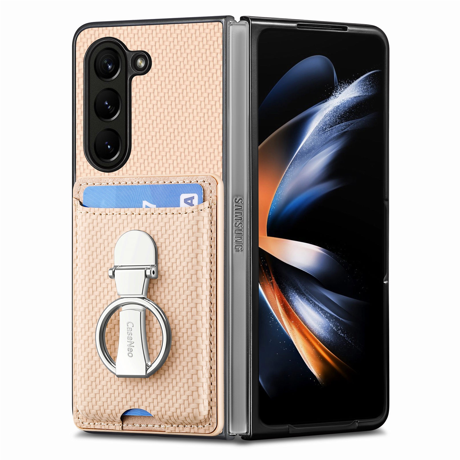 TechGlobe Compatible With Japan And Korea Sam Samsung ZFold7 Multifunctional Ring Stand Card Holder Phone Case 360°Rotating_voghion.com