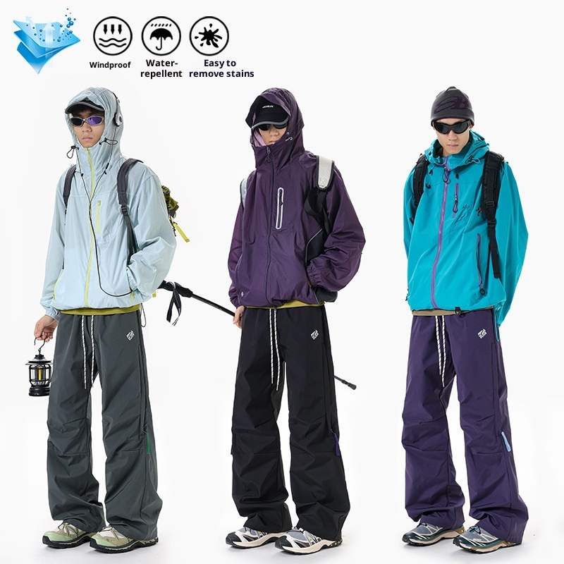 Pantaloni cargo da uomo larghi e dritti, stile giapponese, da escursionismo, antivento, per paracadutisti, pantaloni lunghi a gamba larga_voghion.com