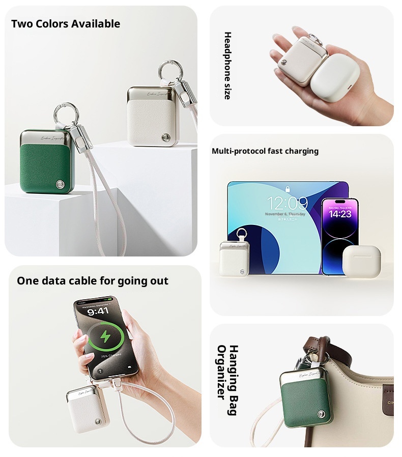 techglobe Cross-border Patent 3C Certification Mini Built-in Cable Bank 10000mAh Fast Charging Compact Portable Mobile Power_voghion.com