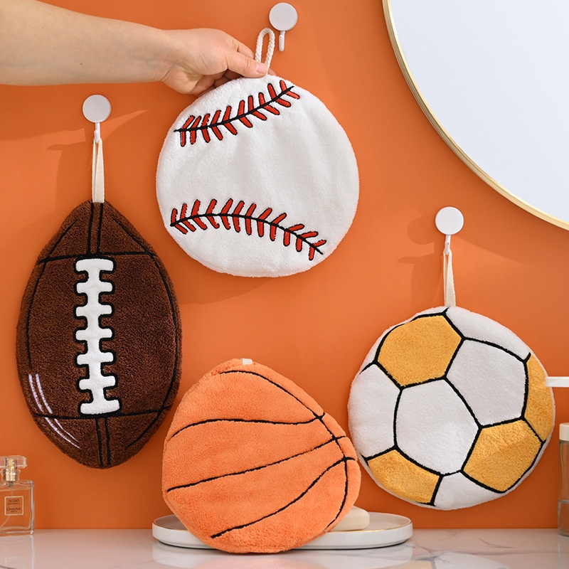 Lillian European And American Cross-Border Ball Hanging Hand Three-Layer Thickened Absorbent Coral Fleece Towel Kitchen_voghion.com