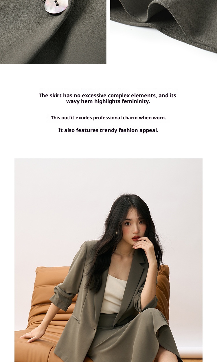 girl Girl [Shengdu] Autumn New Suit Set Elegant Slim Single-Breasted Professional Blazer Women's Skirt_voghion.com