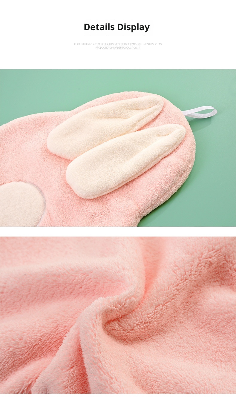 Lillian Cartoon Animal Thickened Hand Coral Fleece Bathroom Hanging Absorbent Towel Kitchen Washroom Small Handkerchief_voghion.com