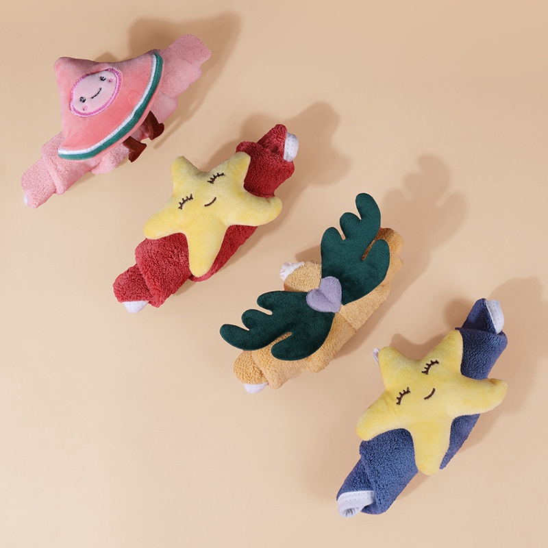 Lillian Rainy A-Class Coral Fleece Hand Face Cute Small Children's Square Towel Bathroom Kitchen Hanging Type_voghion.com