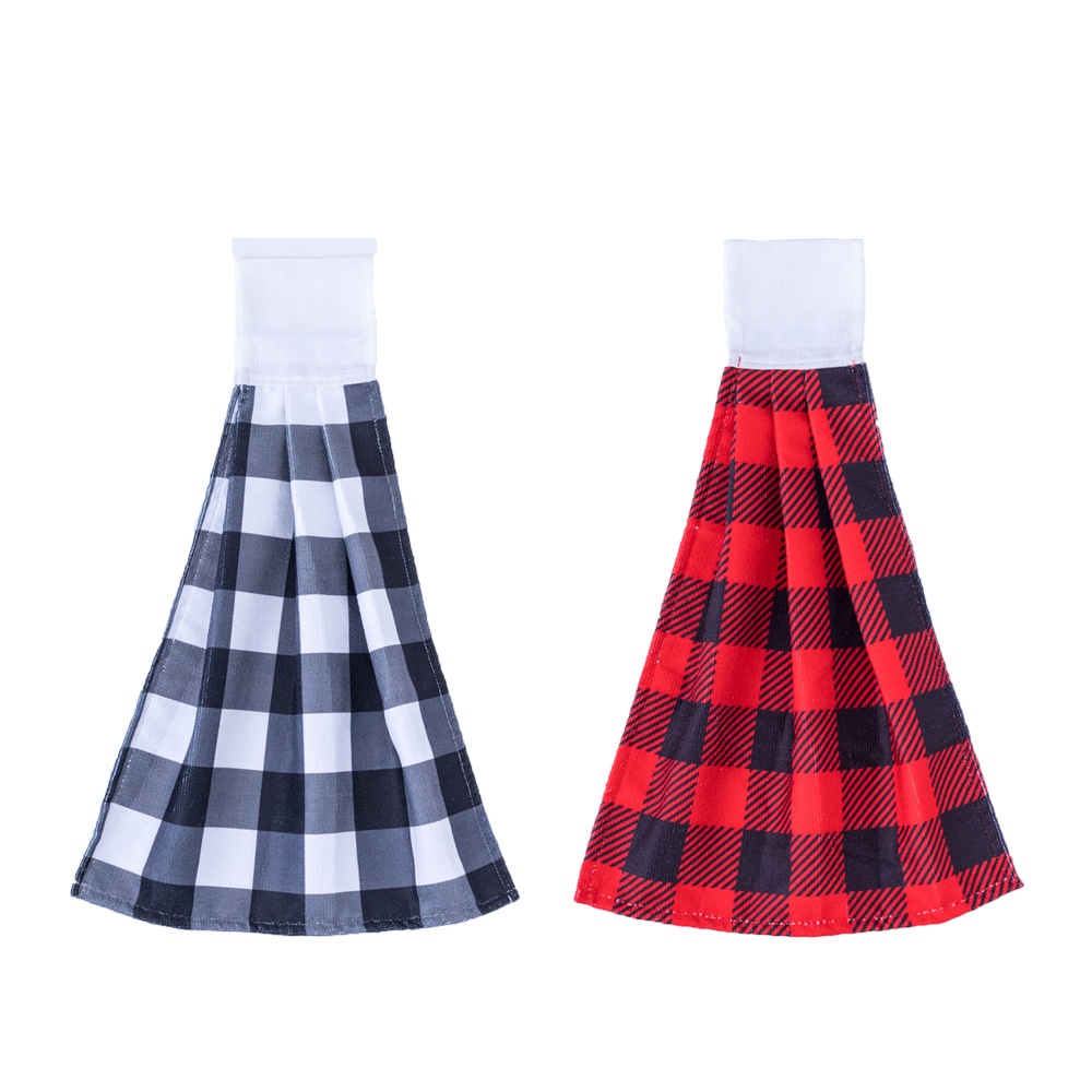 Lillian Christmas Plaid Hanging Absorbent Farmhouse Kitchen Bathroom Hand Towel Home_voghion.com