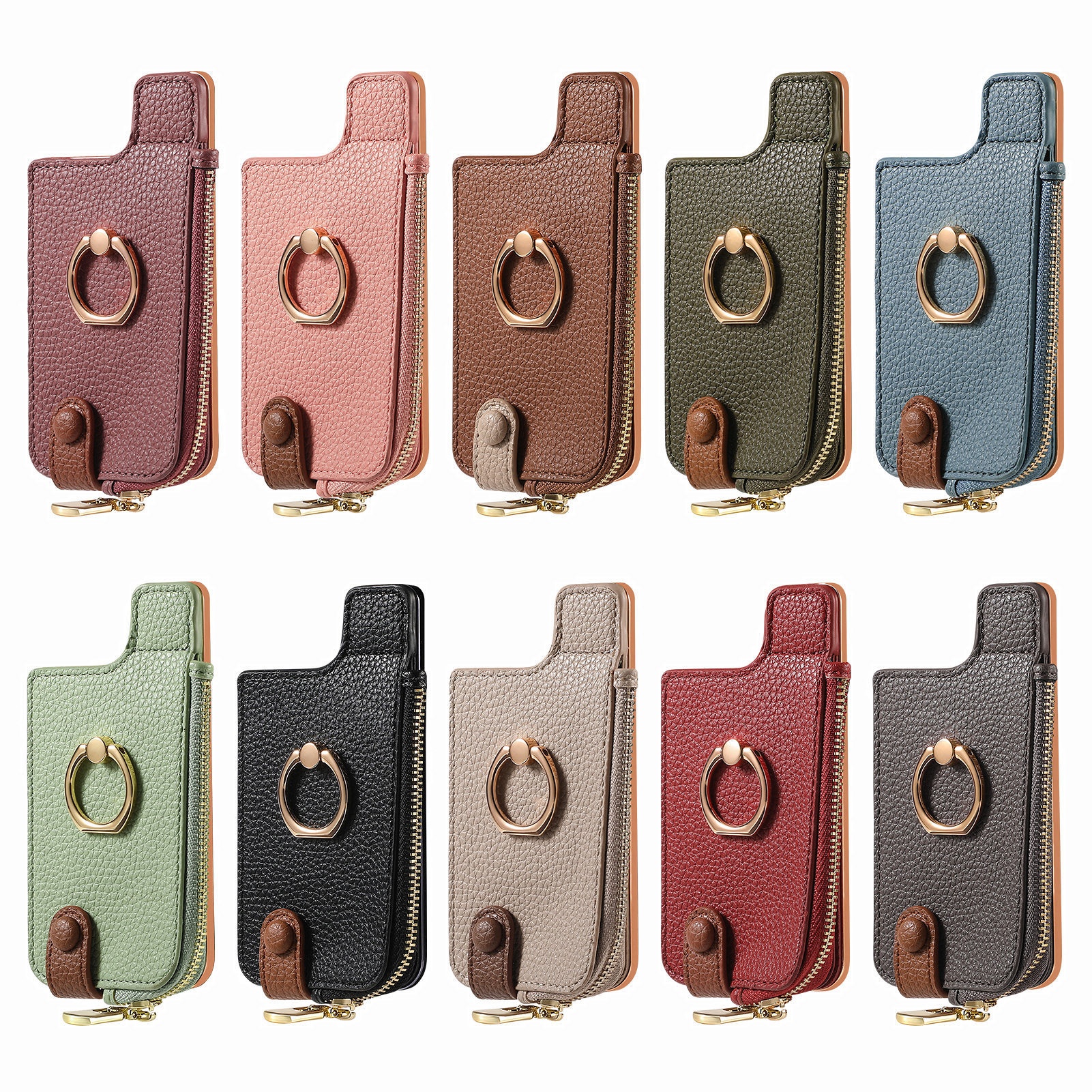 Portafoglio da polso in pelle con clip per monete e adesivo posteriore TechGlobe, porta carte d'identità antifurto RFID_voghion.com