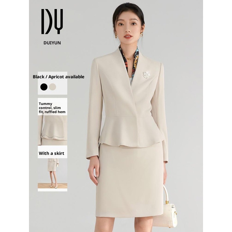 Mädchen-Kostümset für Damen, professionelle Frühlings- und Herbstkleidung, elegantes Rockset im Göttinnenstil, ideal für den Empfangsbereich eines Schönheitssalons_voghion.com