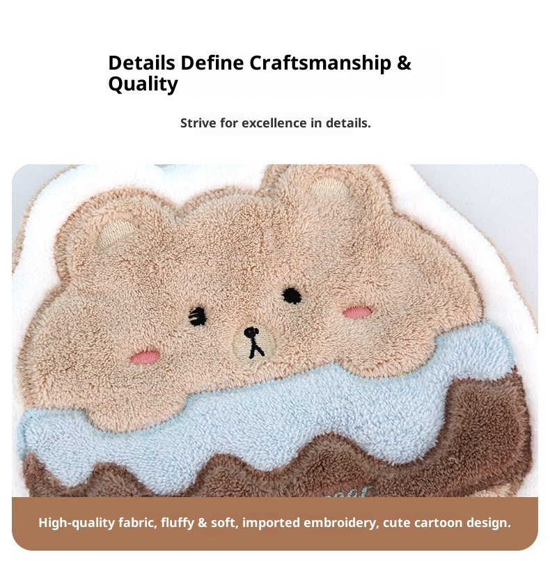 Lillian Cartoon Children's Hanging Coral Fleece Hand Non-Shedding Absorbent Quick-Dry Bathroom Small Gift Towel_voghion.com
