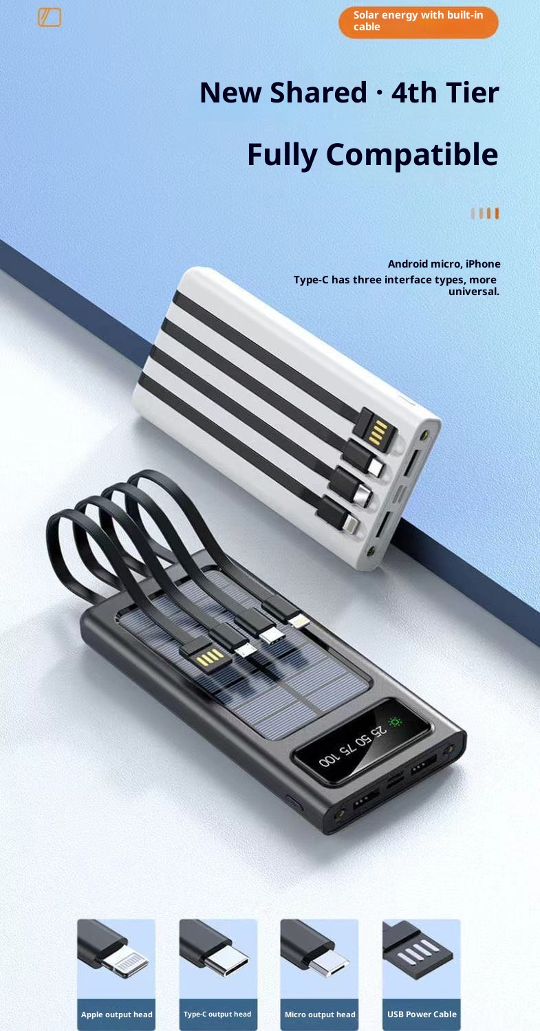 techglobe Cross-border Detachable Built-in Cable Solar Bank 20000mAh Gift Printed Mobile Power Supply_voghion.com