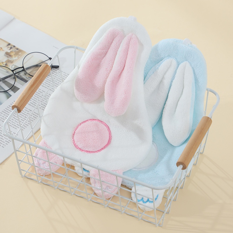Lillian In Stock Dropshipping Cute Rabbit Soft Absorbent Back Shadow Bunny Baby Hand Children Cartoon Hanging Towel_voghion.com