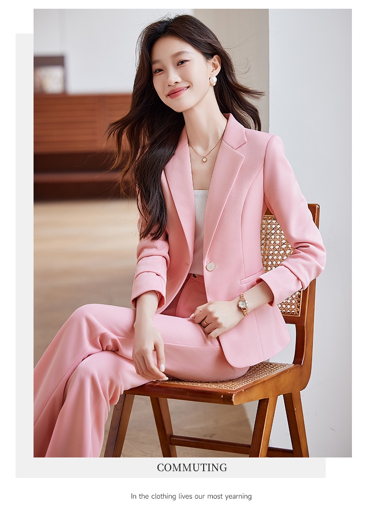 Ragazza Ragazza Completo Rosa Completo da Donna 2025 Nuova Primavera e Autunno Stile Coreano Elegante Casual Professionale Piccolo Blazer_voghion.com