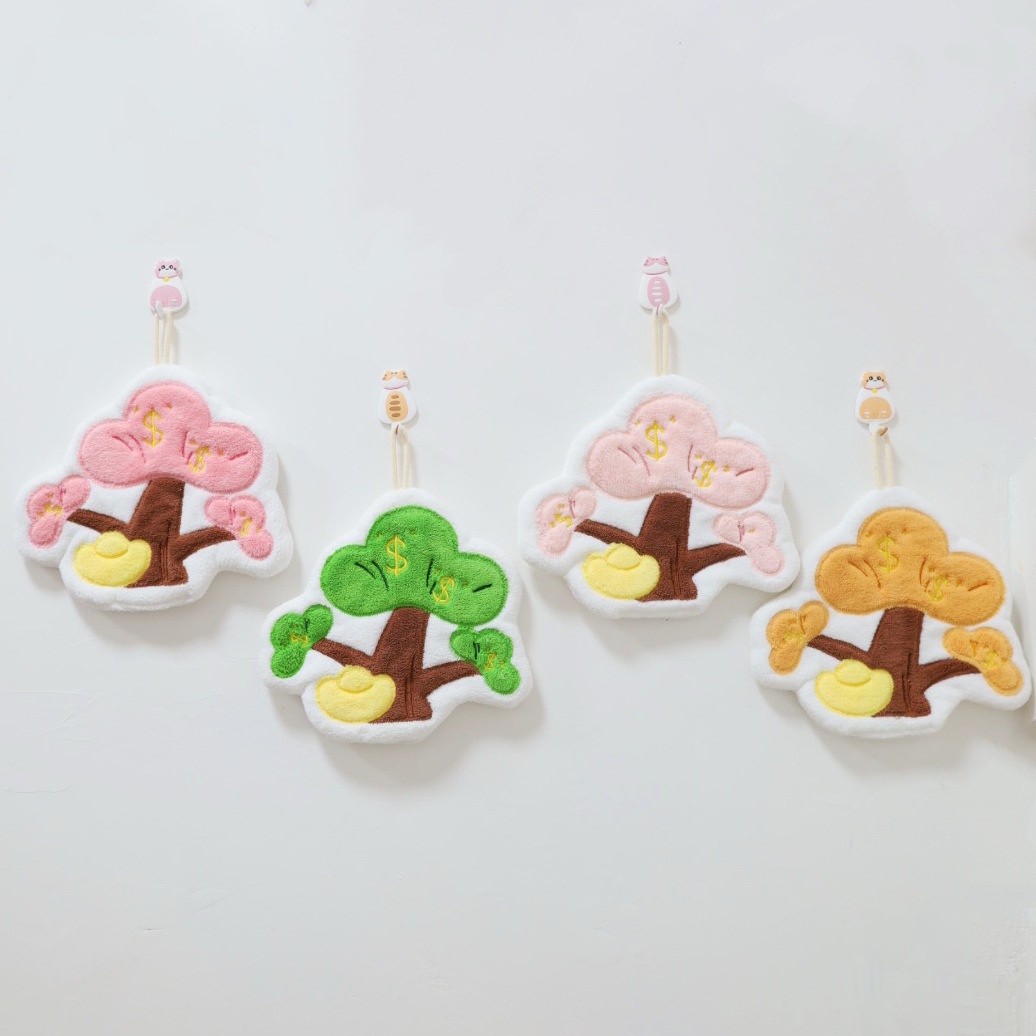 Lillian Big Fortune Tree Hand Kitchen Household Children's Handkerchief Towel Hanging Water Absorbent Quick-Dry_voghion.com