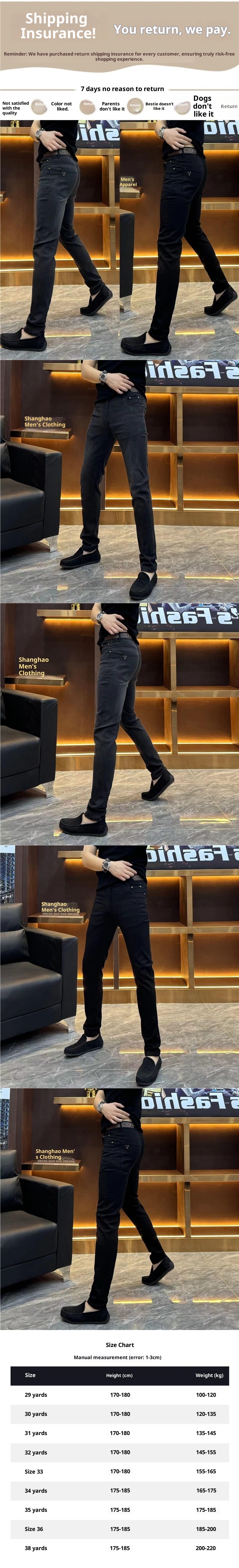 boy 853 Jeans skinny da uomo con cintura slim fit, versatili, alla moda e alla moda_voghion.com