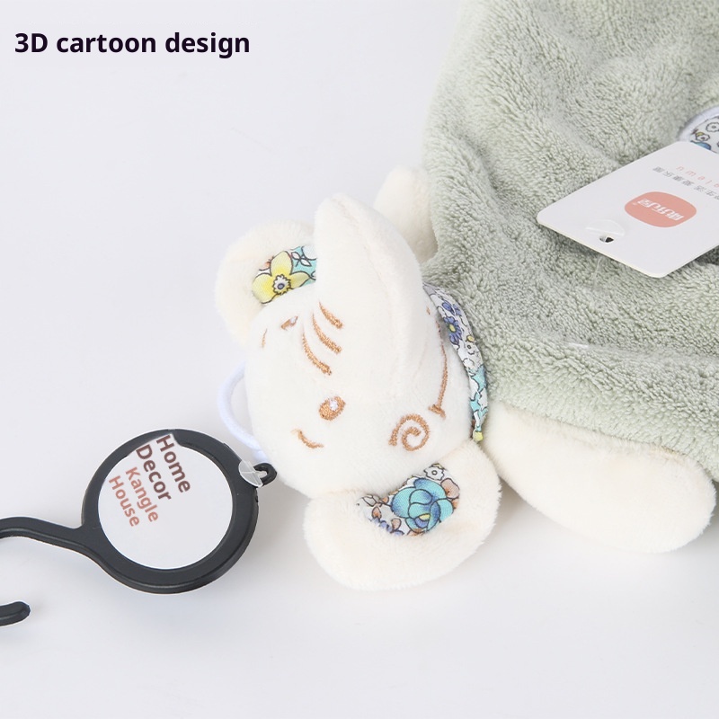 Lillian Cute Cartoon Animal Coral Fleece Children's Towel, Kangle House Hanging Thickened Absorbent Hand Towel Wholesale_voghion.com