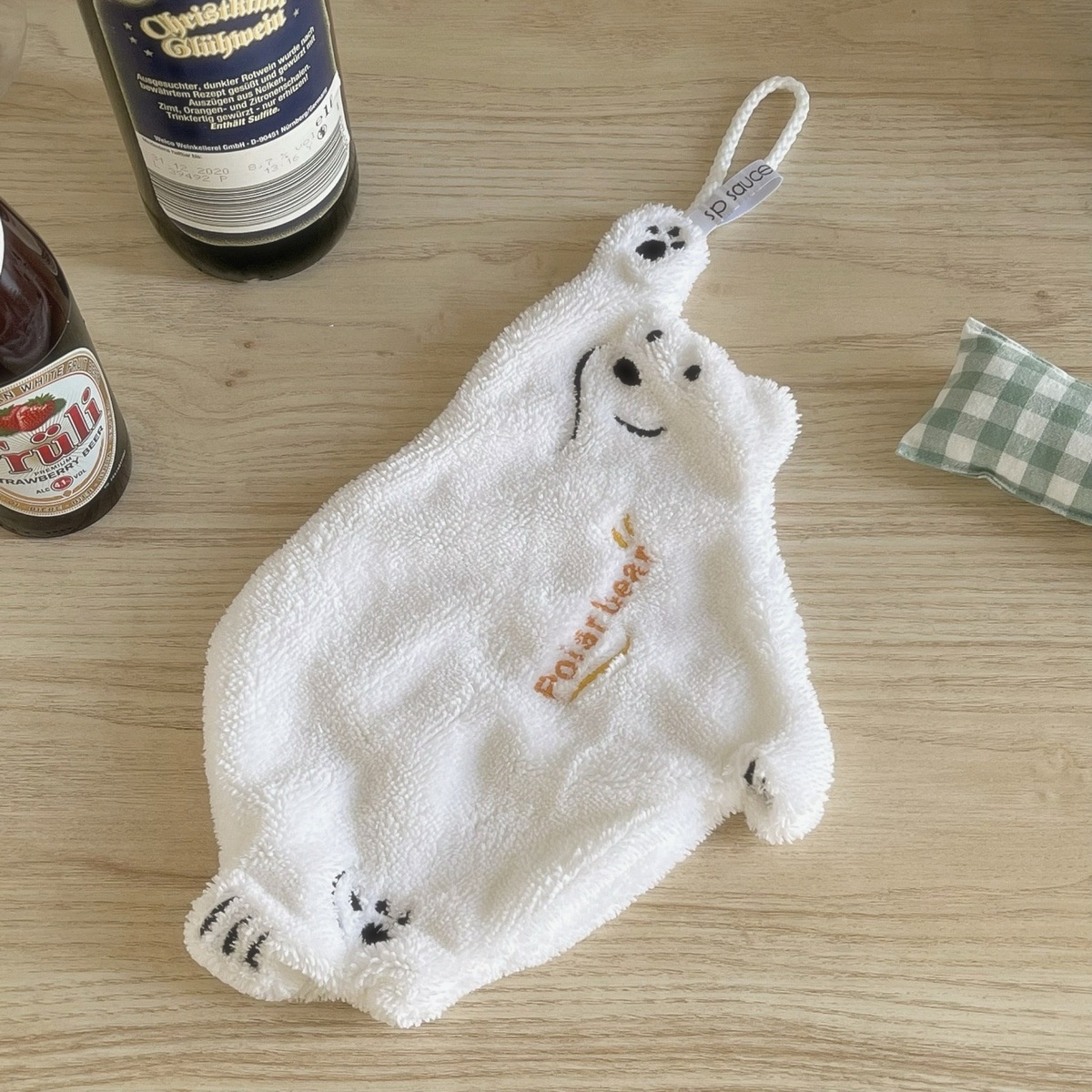 Lillian Polar Bear Hanging Hand Washing Baby Cute Coral Towel Kitchen Super Absorbent Thickened Cloth_voghion.com