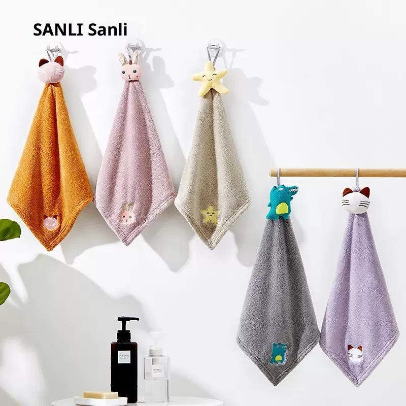Lillian Sanli Hand Coral Fleece Hanging Kitchen And Bathroom Towel Absorbent Japanese Cartoon Cute Wholesale In Stock_voghion.com