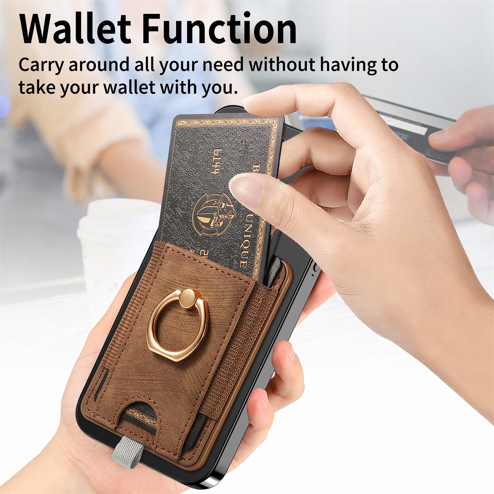 TechGlobe New Magnetic Wallet Coin Clip PU Leather Back Sticker Card Holder Strong Magnet In Stock_voghion.com