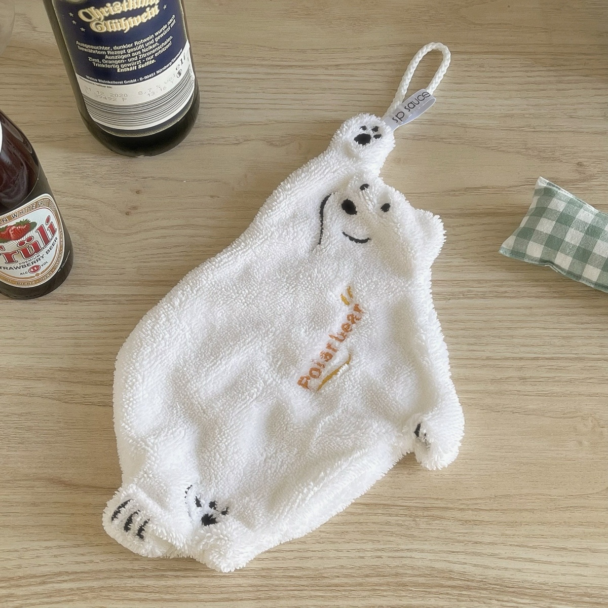 Lillian Polar Bear Hanging Hand Washing Baby Cute Coral Towel Kitchen Super Absorbent Thickened Cloth_voghion.com