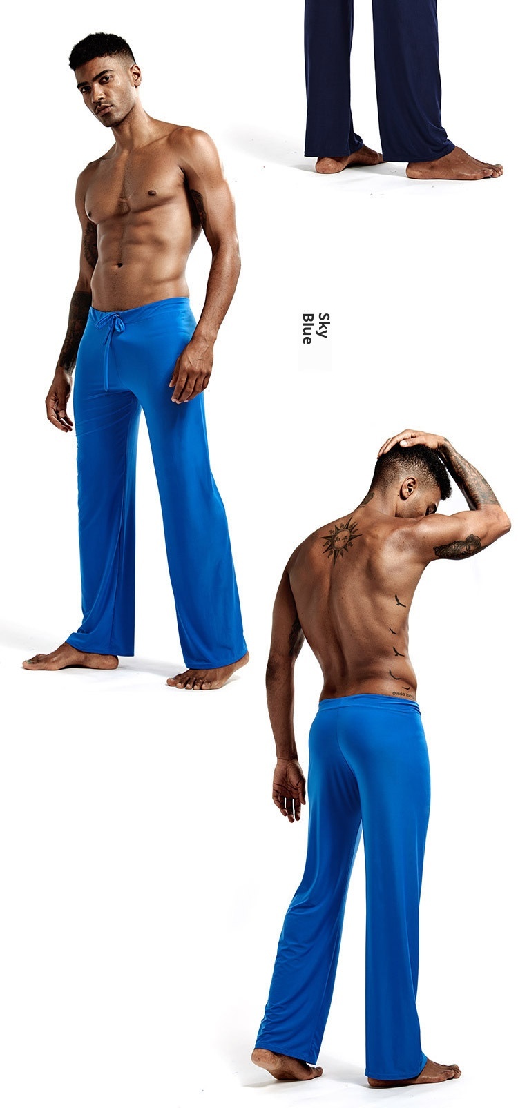Pantalon long droit pour homme, en tissu de soie glacée, style yoga, exclusif à la frontière, PS504_voghion.com